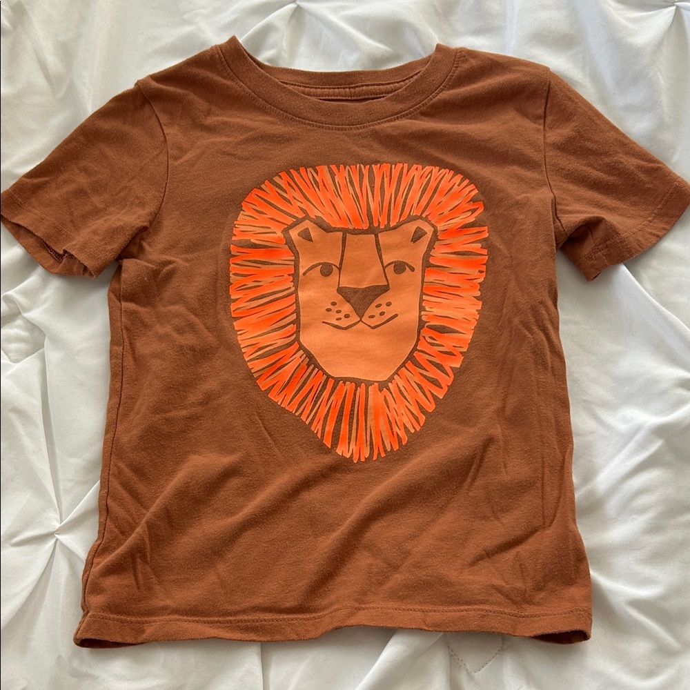 Cat & Jack Brown Tee with Bright Orange Lion Graphic